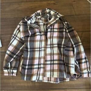 Kids Plaid Jacket - Brown and Pink